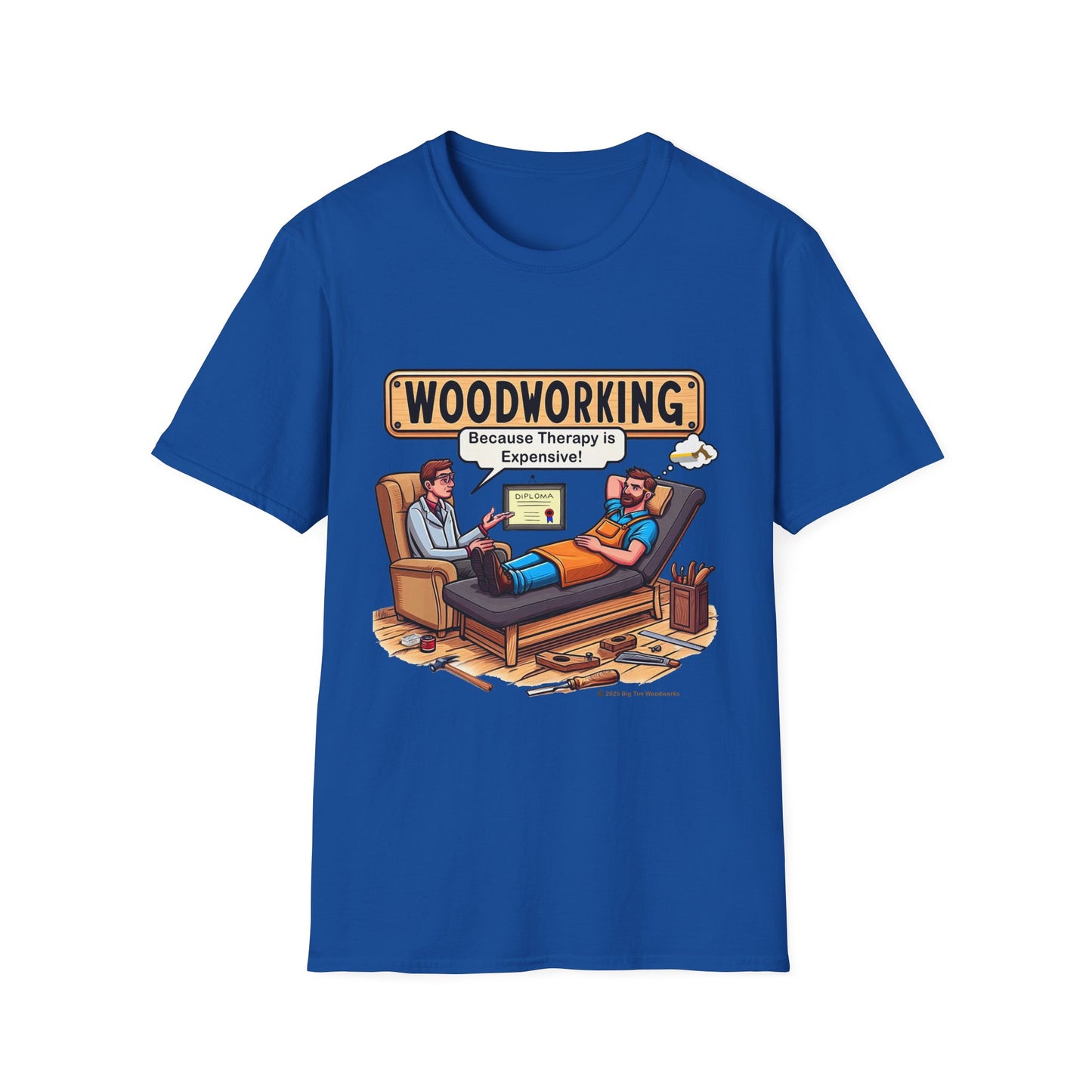 Woodworking Therapy T-Shirt, Funny Gift for Woodworkers, Unisex Tee for DIY Lovers, Birthday Present, Humor Shirt