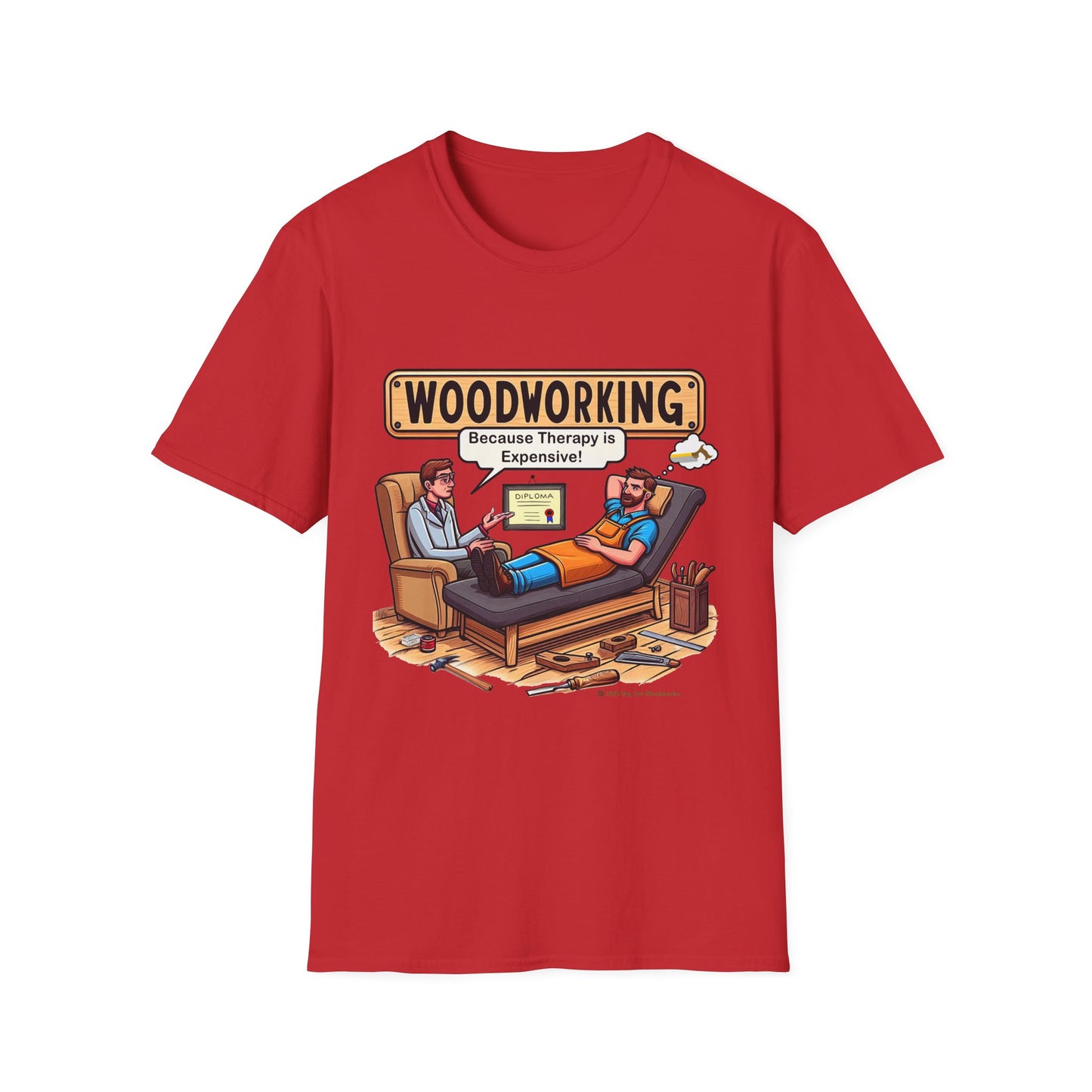 Woodworking Therapy T-Shirt, Funny Gift for Woodworkers, Unisex Tee for DIY Lovers, Birthday Present, Humor Shirt