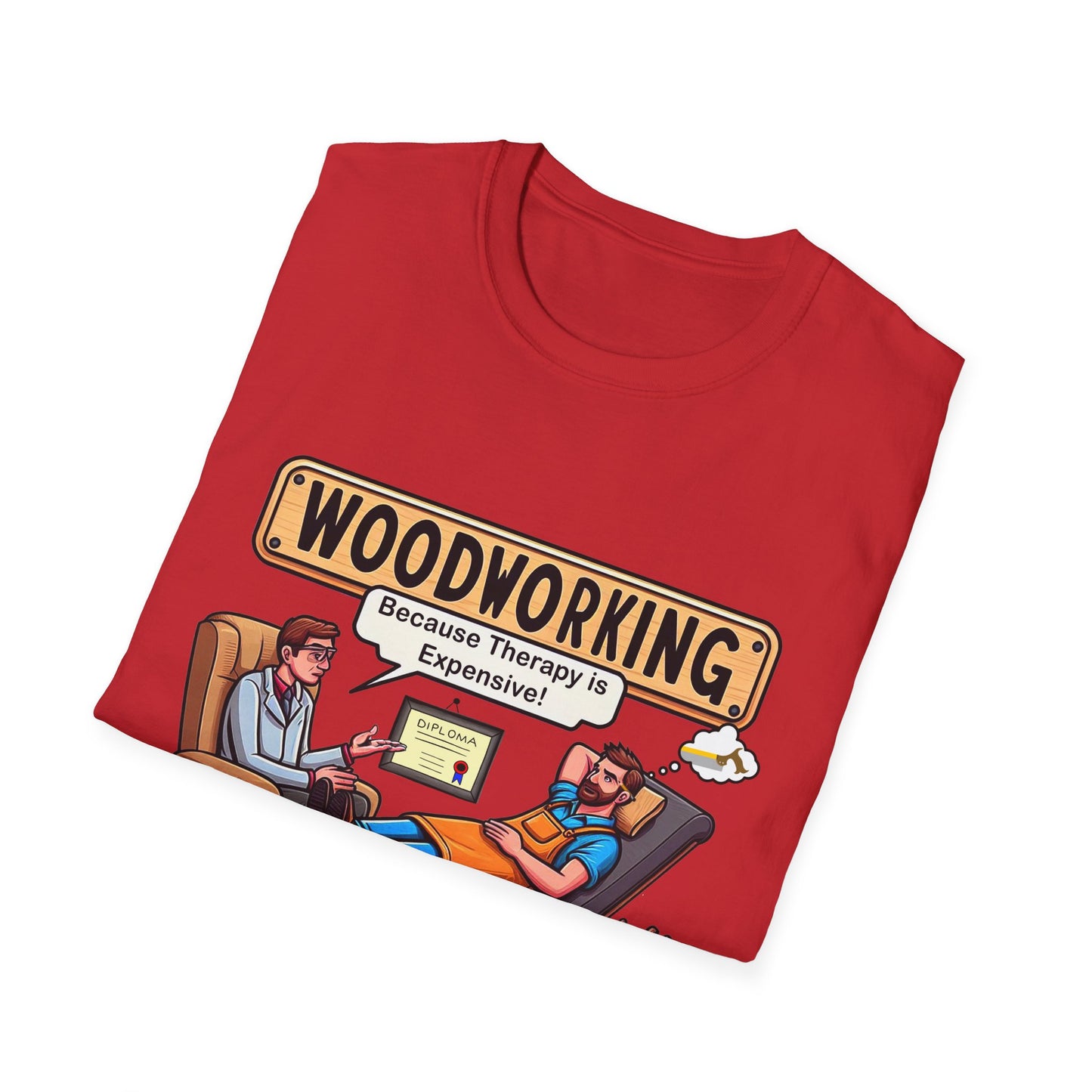 Woodworking Therapy T-Shirt, Funny Gift for Woodworkers, Unisex Tee for DIY Lovers, Birthday Present, Humor Shirt