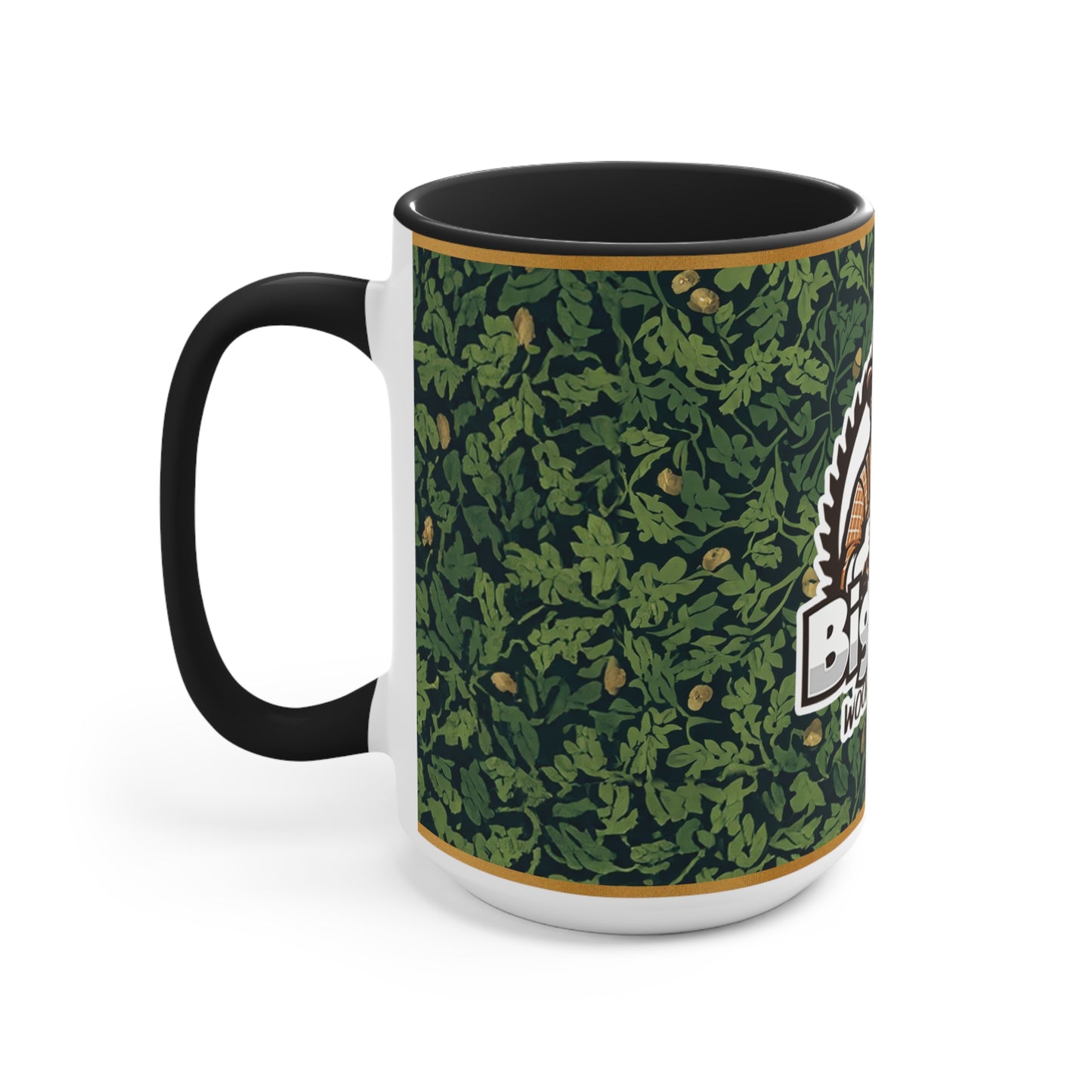 Promotional Mug - Big Tim Woodworks Logo with Oak Leaves and Acorns Design