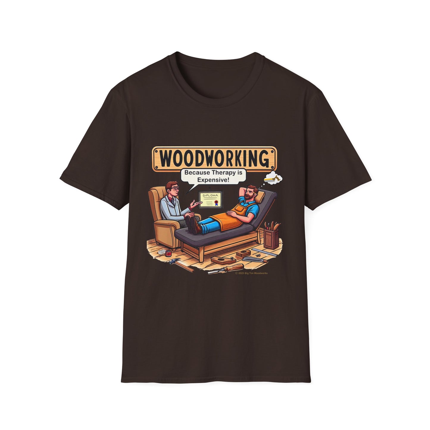 Woodworking Therapy T-Shirt, Funny Gift for Woodworkers, Unisex Tee for DIY Lovers, Birthday Present, Humor Shirt