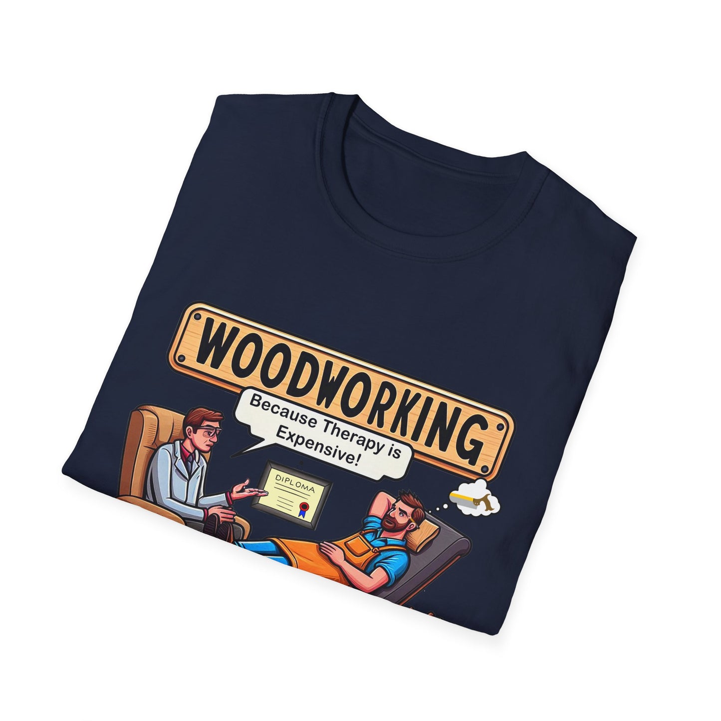 Woodworking Therapy T-Shirt, Funny Gift for Woodworkers, Unisex Tee for DIY Lovers, Birthday Present, Humor Shirt