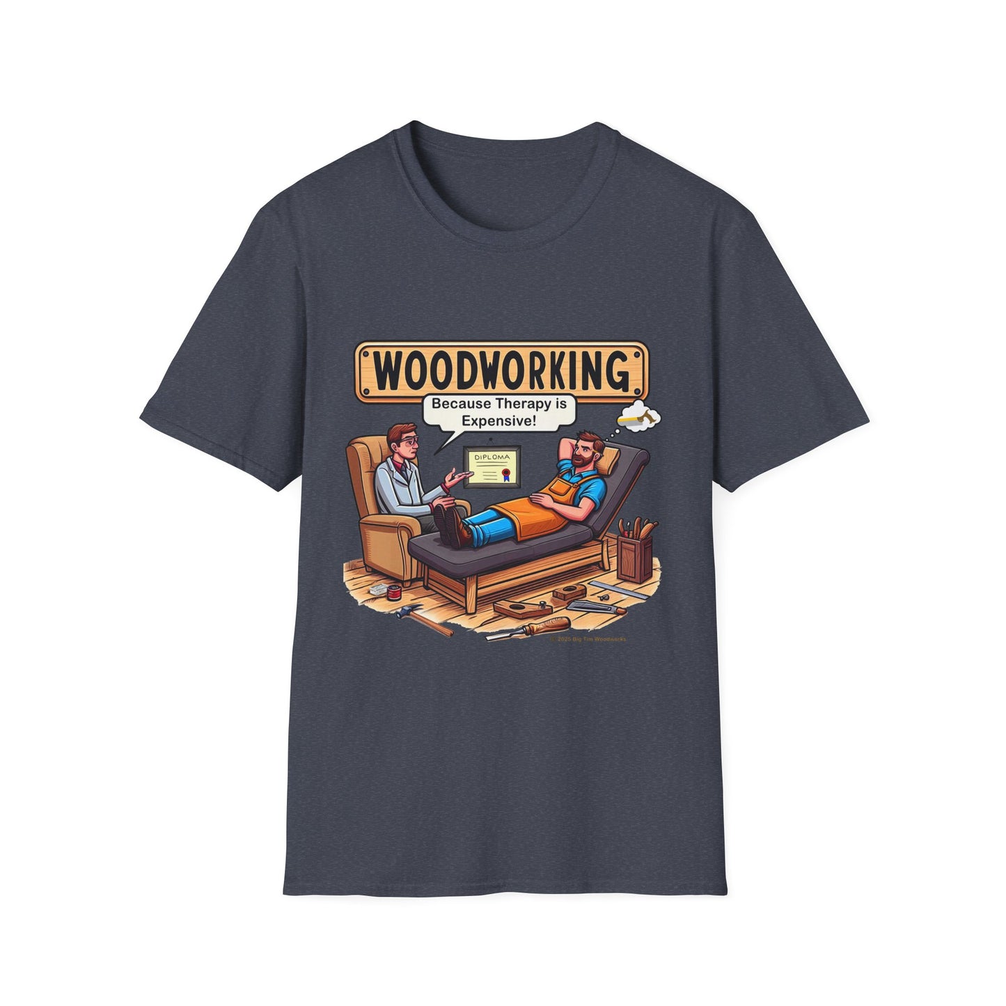 Woodworking Therapy T-Shirt, Funny Gift for Woodworkers, Unisex Tee for DIY Lovers, Birthday Present, Humor Shirt