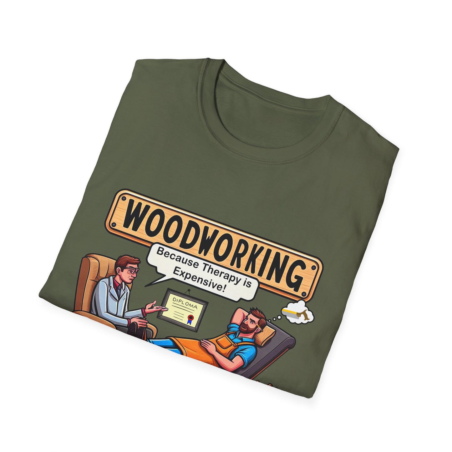 Woodworking Therapy T-Shirt, Funny Gift for Woodworkers, Unisex Tee for DIY Lovers, Birthday Present, Humor Shirt