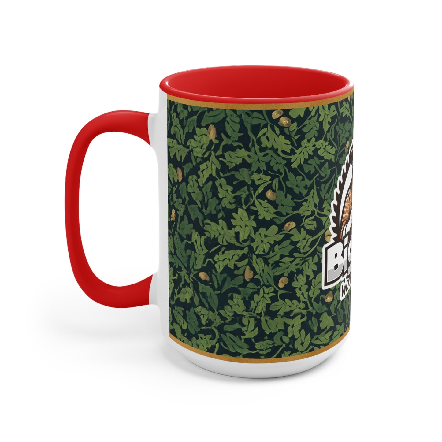 Promotional Mug - Big Tim Woodworks Logo with Oak Leaves and Acorns Design