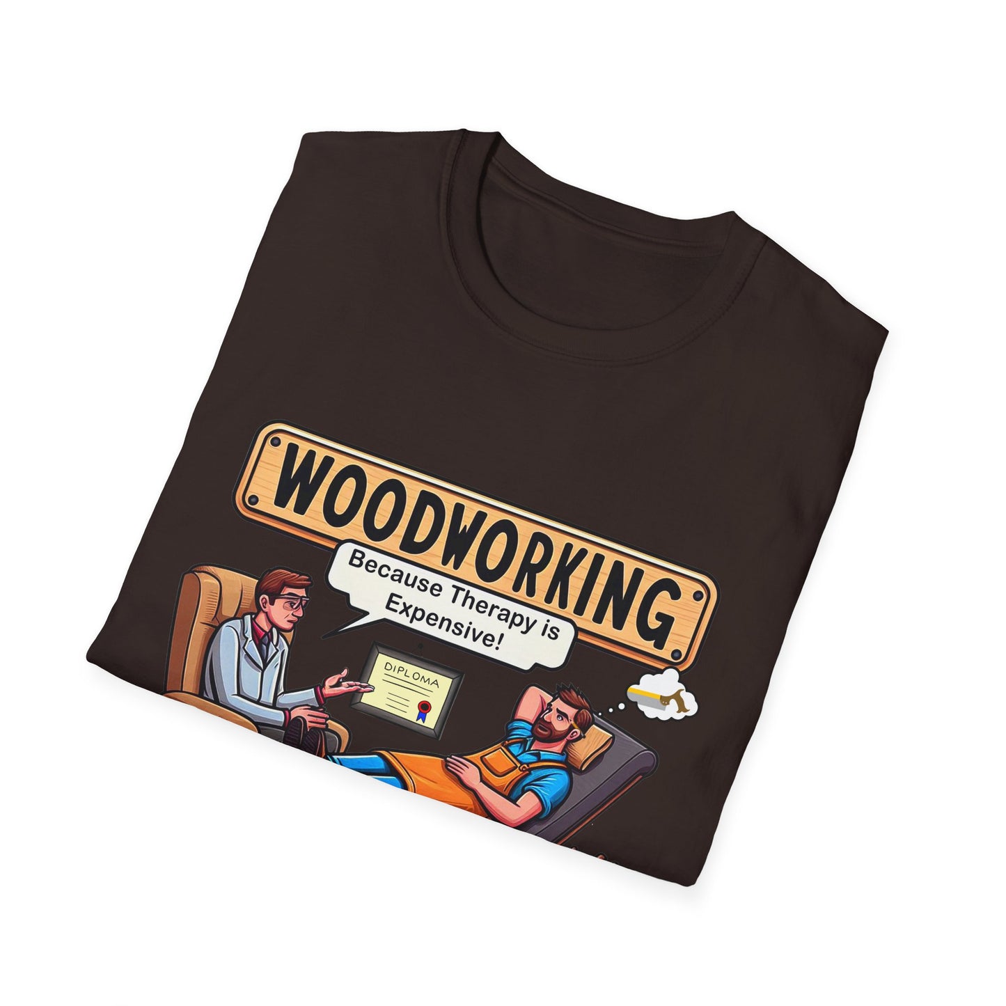 Woodworking Therapy T-Shirt, Funny Gift for Woodworkers, Unisex Tee for DIY Lovers, Birthday Present, Humor Shirt