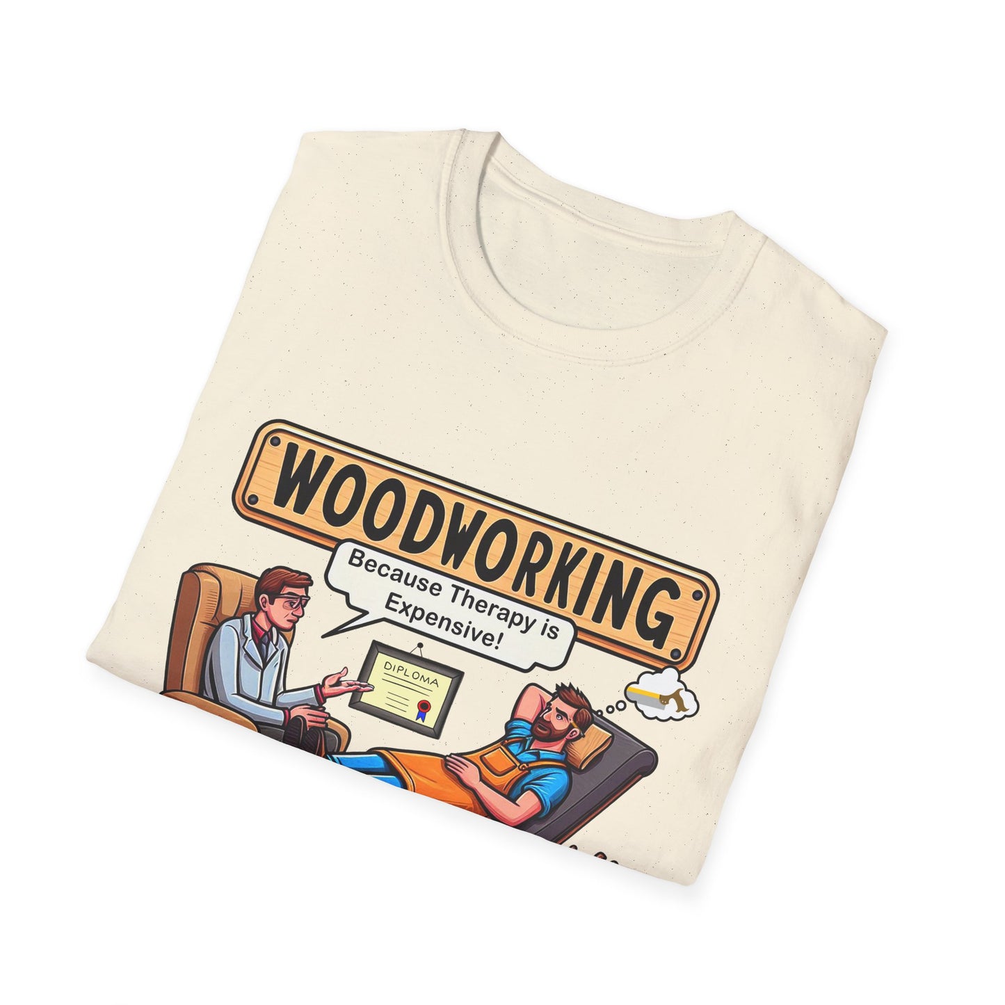Woodworking Therapy T-Shirt, Funny Gift for Woodworkers, Unisex Tee for DIY Lovers, Birthday Present, Humor Shirt