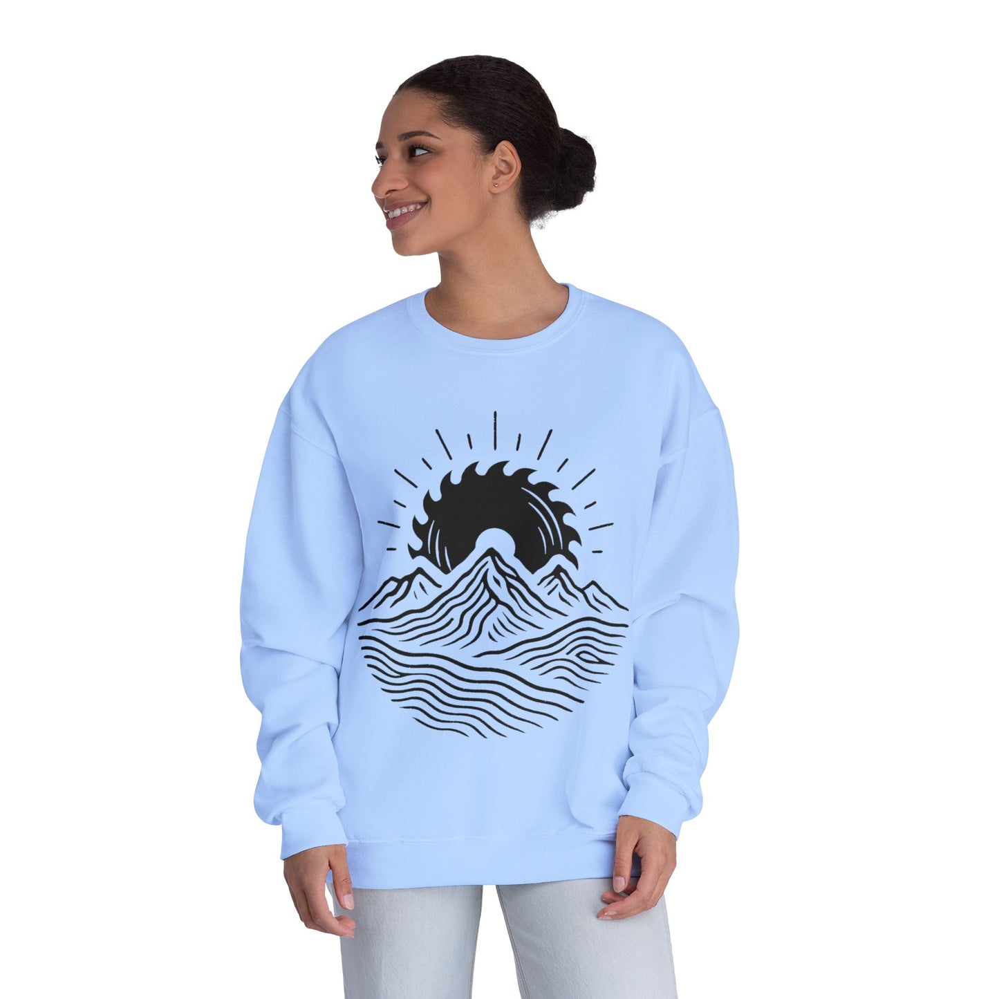 Mountain Sunrise Crewneck Sweatshirt, Cozy Mountain Vibes Pullover, Gifts for Nature Lovers, Adventure Apparel, Hiking Outfit