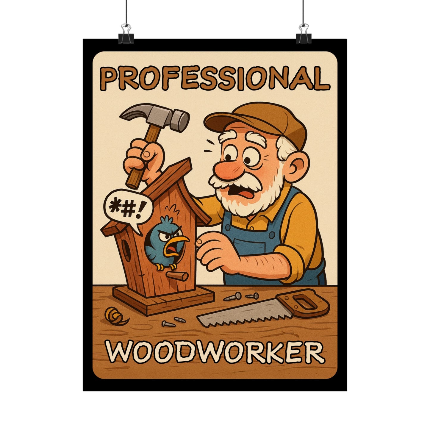 Vertical Poster - Funny Professional Woodworker Birdhouse Design