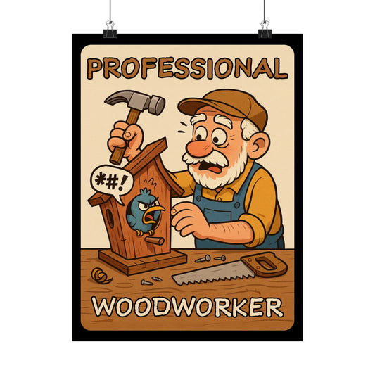 Vertical Poster - Funny Professional Woodworker Birdhouse Design