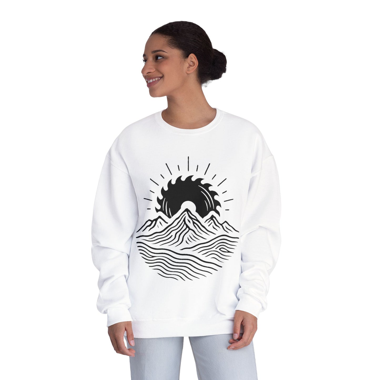 Mountain Sunrise Crewneck Sweatshirt, Cozy Mountain Vibes Pullover, Gifts for Nature Lovers, Adventure Apparel, Hiking Outfit