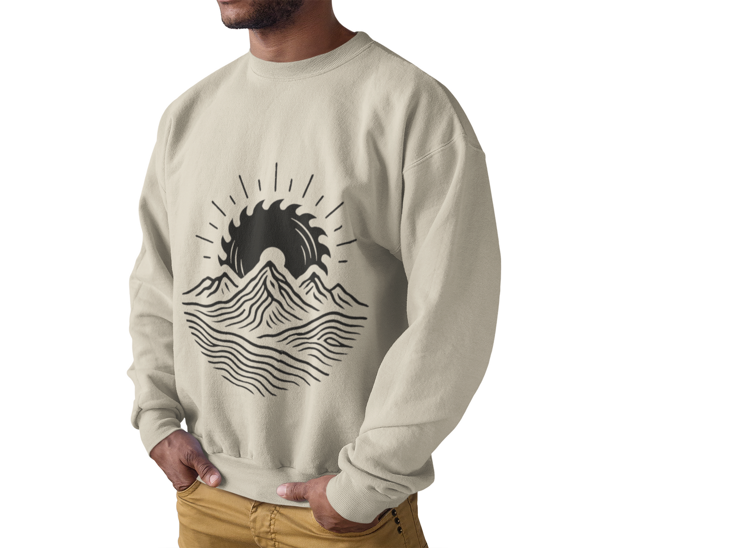 Mountain Sunrise Crewneck Sweatshirt, Cozy Mountain Vibes Pullover, Gifts for Nature Lovers, Adventure Apparel, Hiking Outfit
