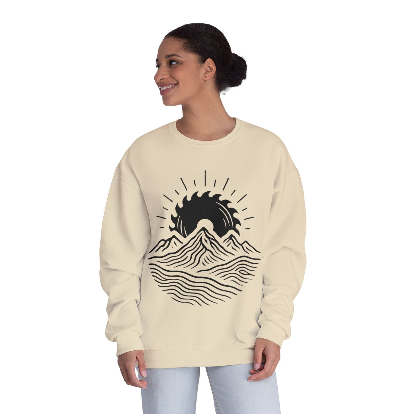 Mountain Sunrise Crewneck Sweatshirt, Cozy Mountain Vibes Pullover, Gifts for Nature Lovers, Adventure Apparel, Hiking Outfit