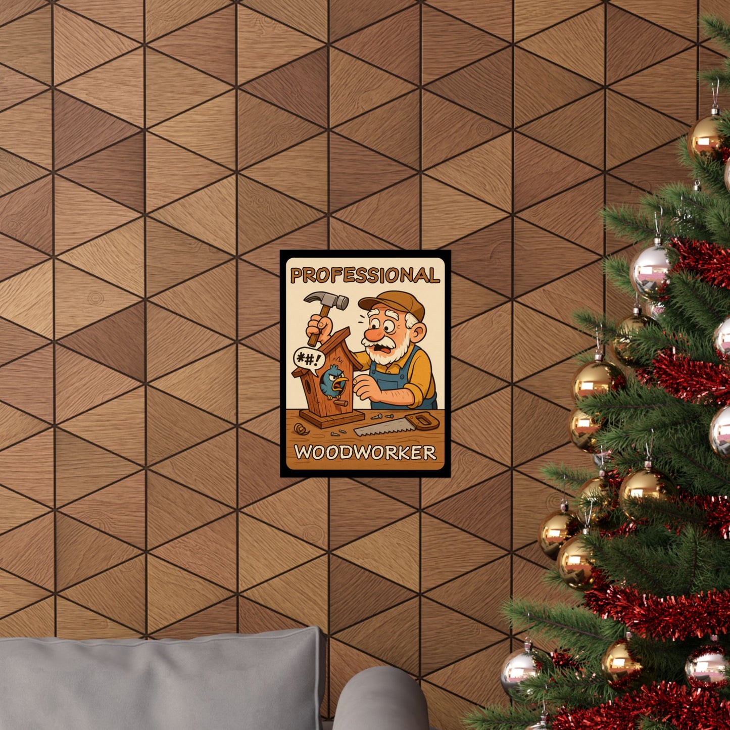 Vertical Poster - Funny Professional Woodworker Birdhouse Design