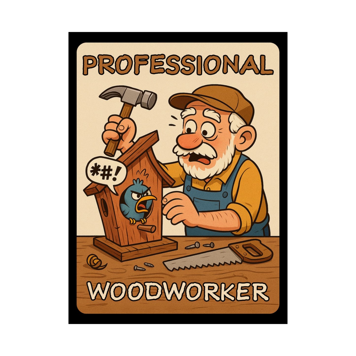 Vertical Poster - Funny Professional Woodworker Birdhouse Design