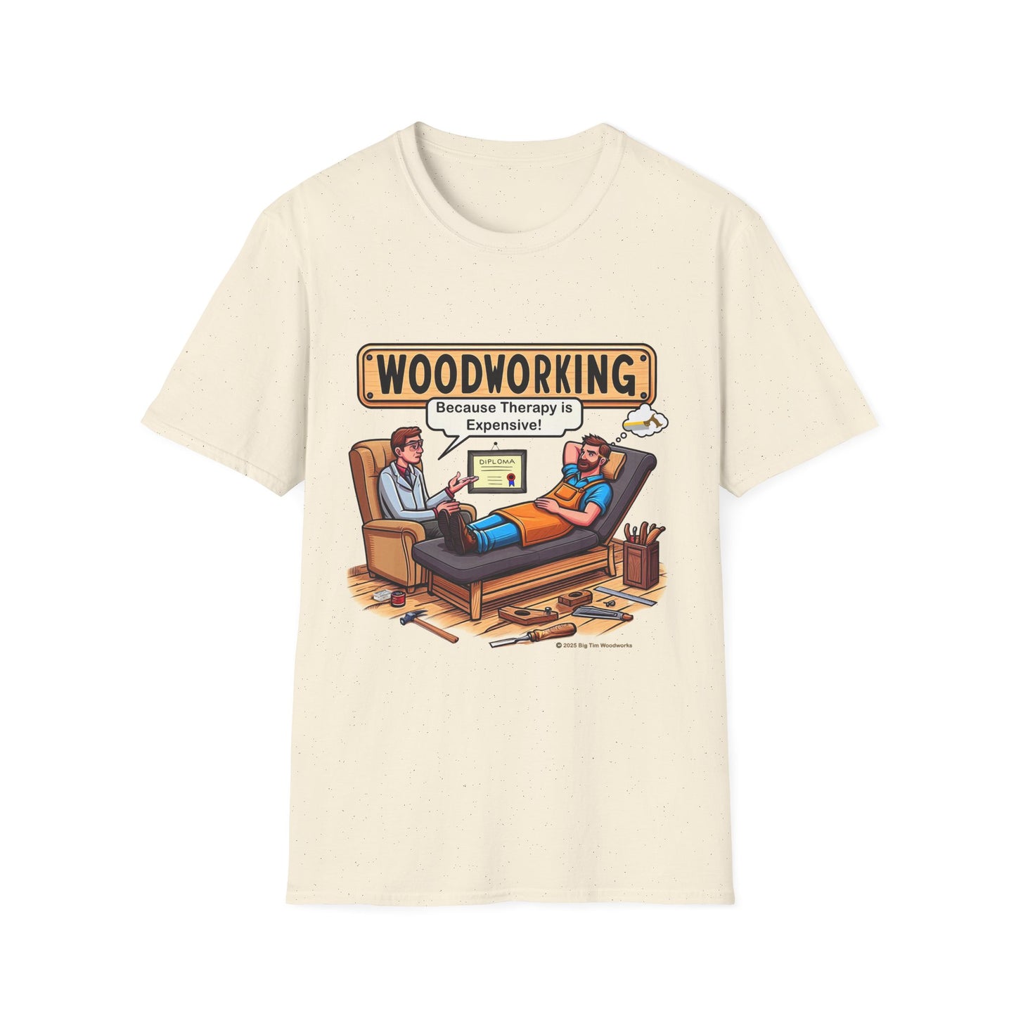 Woodworking Therapy T-Shirt, Funny Gift for Woodworkers, Unisex Tee for DIY Lovers, Birthday Present, Humor Shirt
